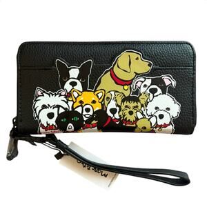 New Marc Tetro Dog Black Zip Clutch Wallet